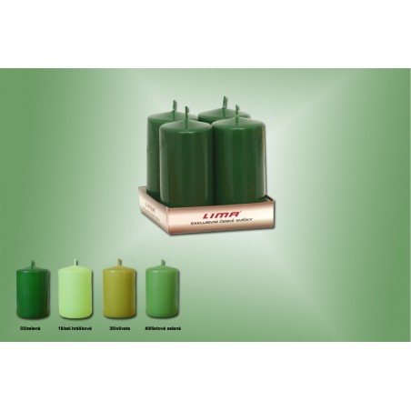 Svíčky válec XL zelené odstíny 5x10cm