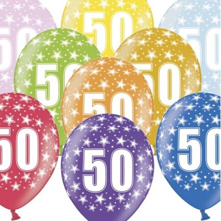 Balónky s číslem 50 - mix barev - 5ks