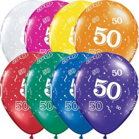 Balónky s číslem 50 - mix barev - 6ks