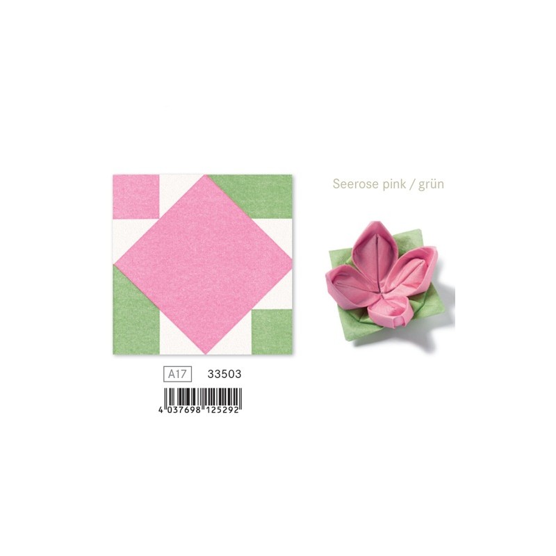 Ubrousky origami růžovo-zelený květ
