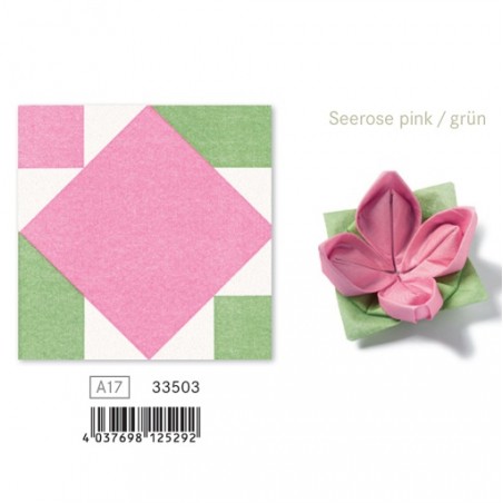 Ubrousky origami růžovo-zelený květ