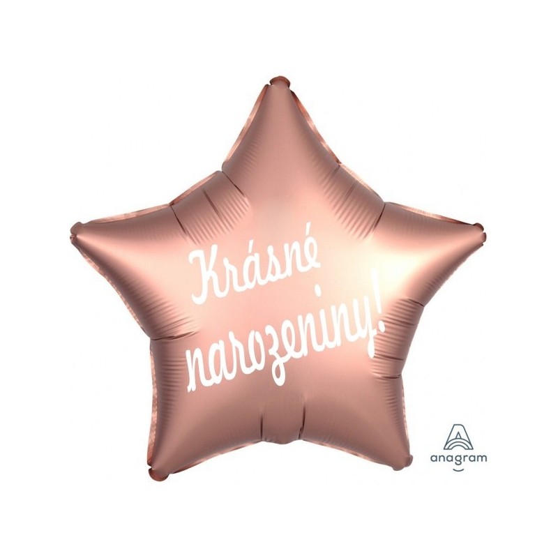 Balónek "Krásné narozeniny" hvězda rose gold