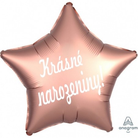 Balónek "Krásné narozeniny" hvězda rose gold