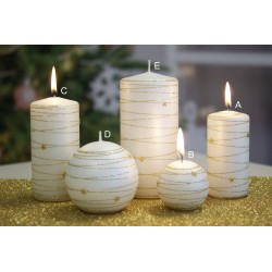 Vánoční zdobené svíčky bílo - zlatéVánoční zdobené svíčky bílo - zlaté
