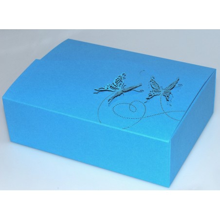Krabička na výslužku modrá motýl