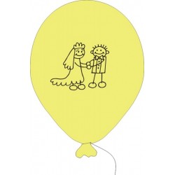 Svatební  balonek ivory - kresba novomanželé 