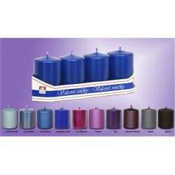 Sada svíček v odstínech metalické modré 4x7cmSada 4 svíček modré, fialové, šedé a černé