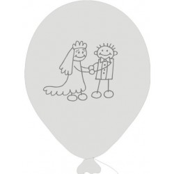Svatební  balonek bílý - kresba novomanželéNovomanželé - kresba