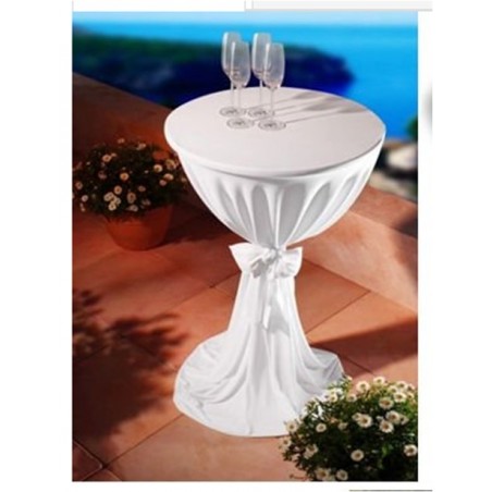 Kulatý bistro stolek s bílým potahem - půjčovna