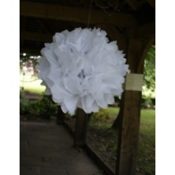 Květina z hedvábného papíru POM POMs bílá 24cm
