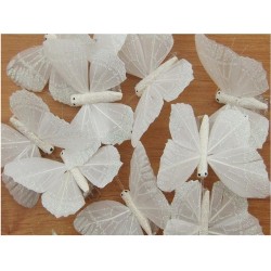 Motýlek na klipu bílý s třpytkami 8cmMotýlek na klipu bílý s třpytkami