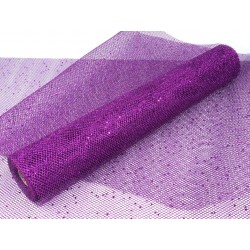 Dekorační síťka růžová se třpytkami - 1m