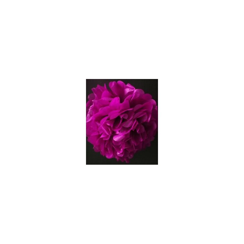 POM POM fuchsiová 20cm - Květina z hedvábného papíru 
