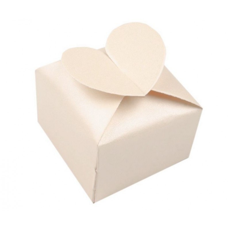 Krabička na cukrovinky srdíčko krémová perleť