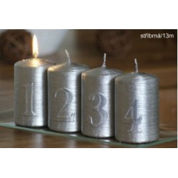 Adventní svíčky s čísly stříbrná metalickáAdventní svíčky s číslystříbrná metalická
