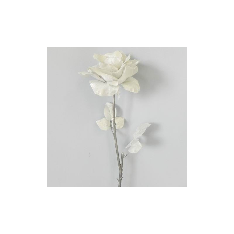 Růže umělá metalická stříbrná - 77cm