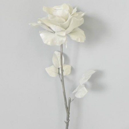 Růže umělá metalická stříbrná - 77cm