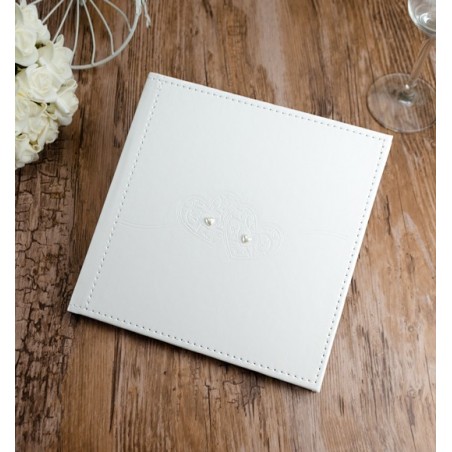 Svatební kniha na přání hostů bílá se srdíčky