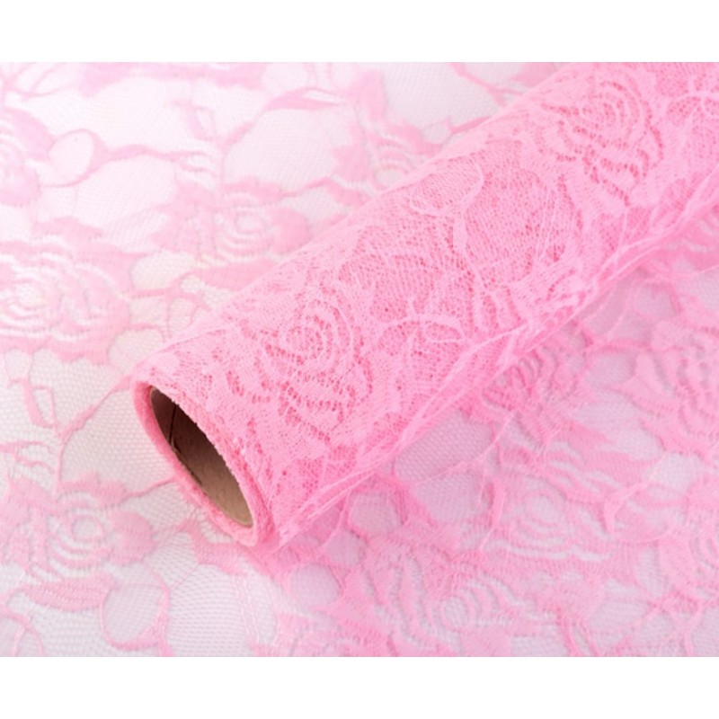 Dekorační krajka růžová šíře 48 cm