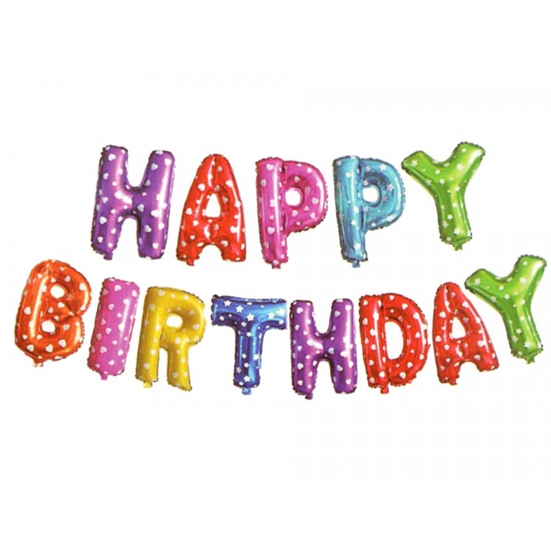 Balónkový nápis "Happy Birthday" barevný