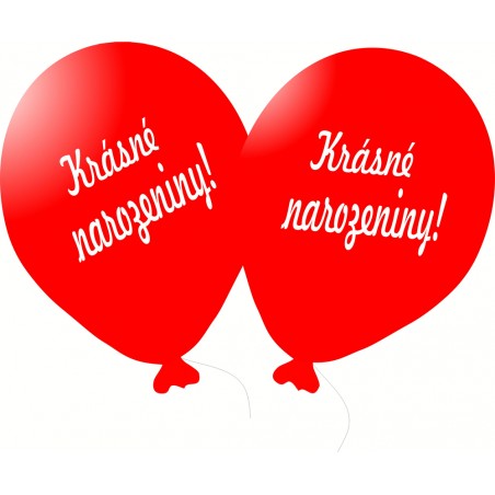 Balónek červený s českým potiskem Krásné narozeniny,
